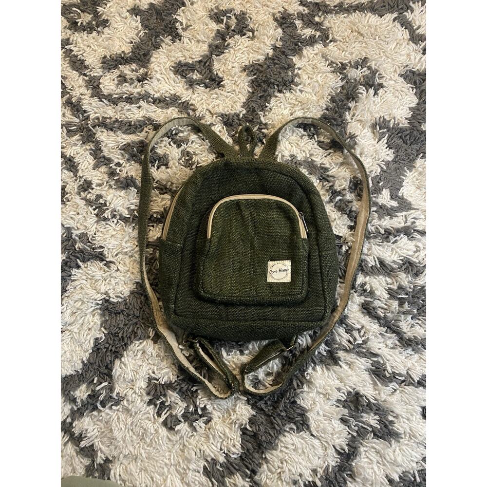 Core Hemp Small Green Kids Backpack Hemp Canvas Adjustable Strap
